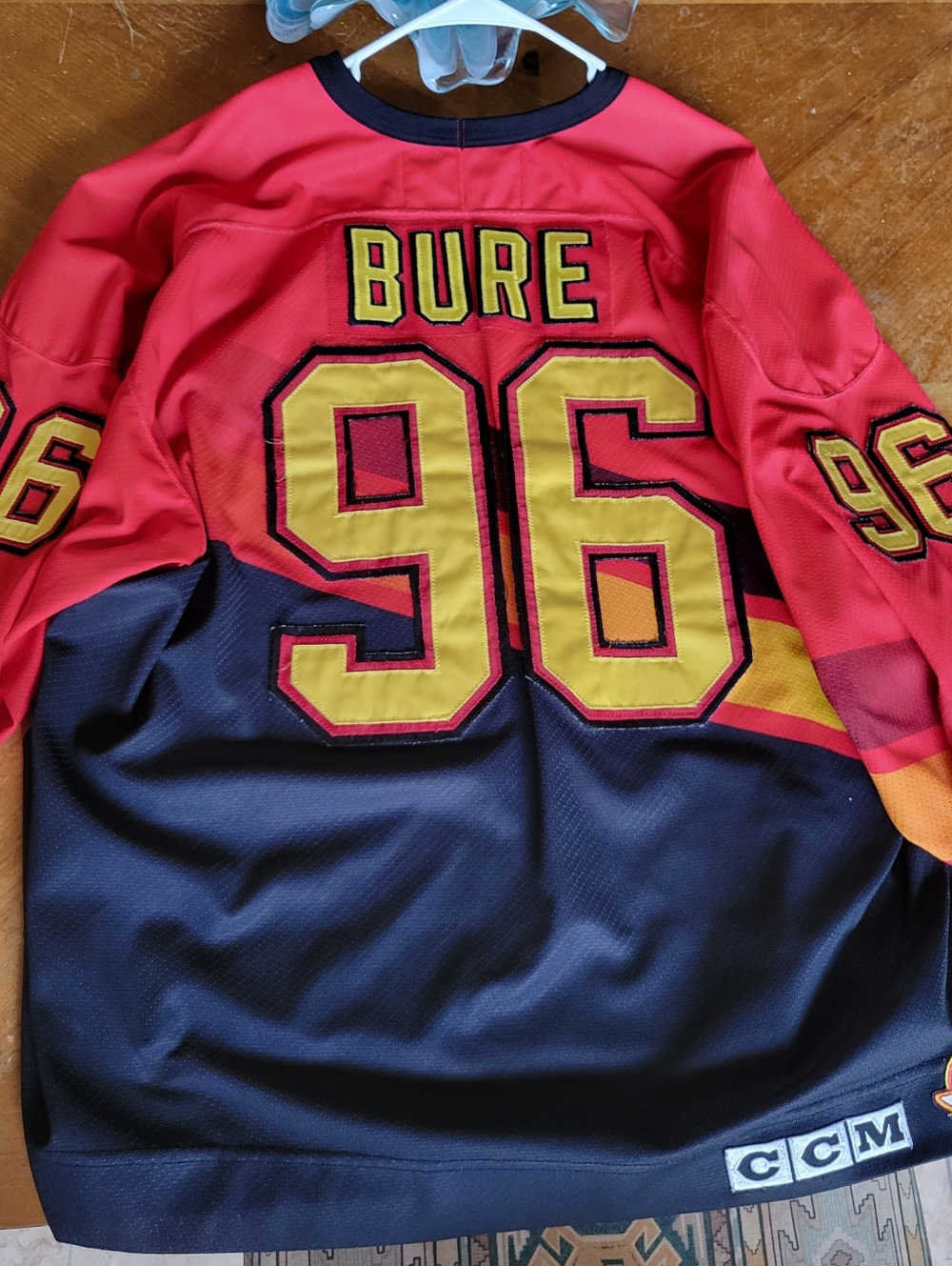 CCM Red Black and Yellow Retro Canucks Pavel BURE  Jersey,no Strap,As Is - Picture 2 of 3